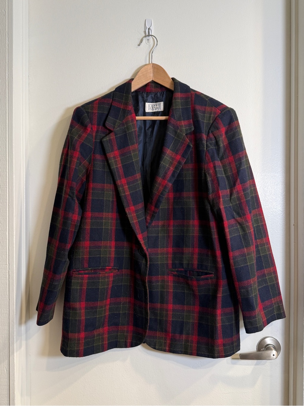 VINTAGE 90s Laura Gayle Classics Plaid Blazer Womens